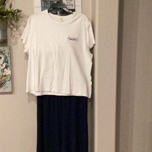 Cider Deep Blue Wide-Leg Pants & graphic tee